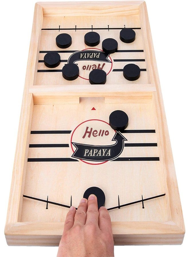 HELLO PAPAYA Fast Sling Puck Game - Test Your Speed and Accuracy with This Fast-Paced Wooden Air Hockey Desktop Battle Board Game - Guaranteed Fun Gifts for Family Night or Friends Party - Image 1